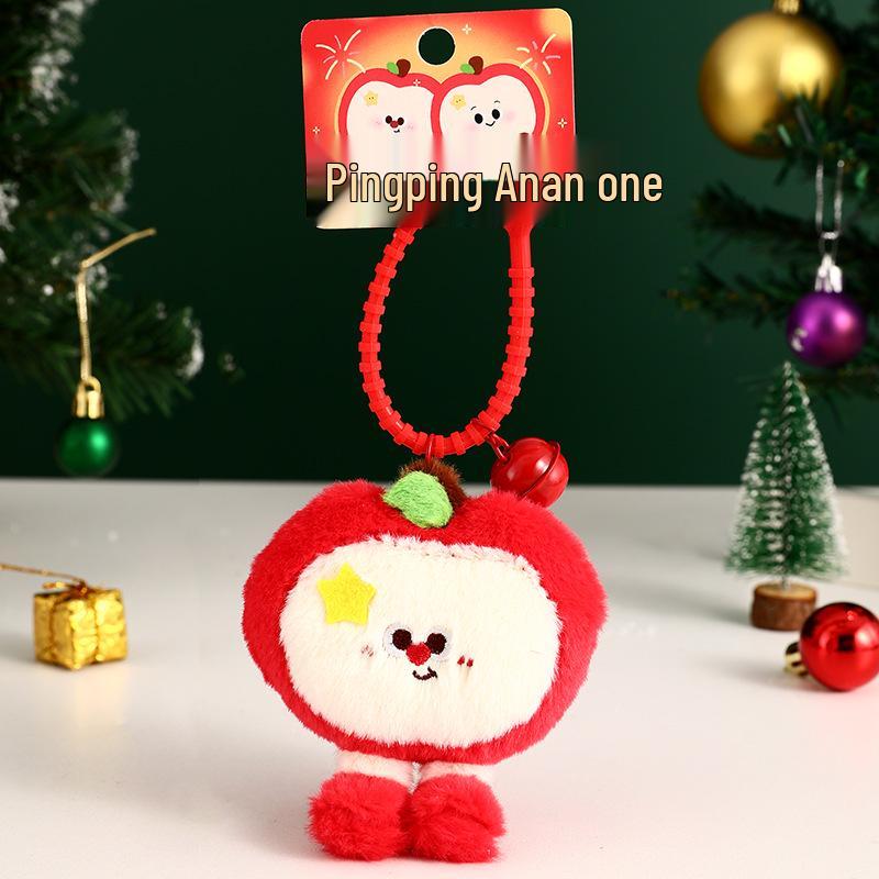 Charming Plush Christmas Apple Keychain Pendant - Cute Children's Gift for a Festive Atmosphere