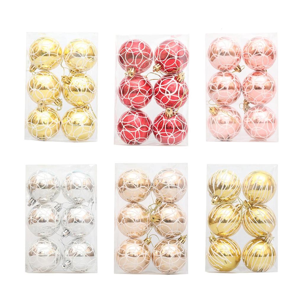 6x Christmas Ball Ornaments Decorative Xmas Balls Baubles 6cm Christmas Tree Hanging Ornaments for Wreath Garland Home Indoor