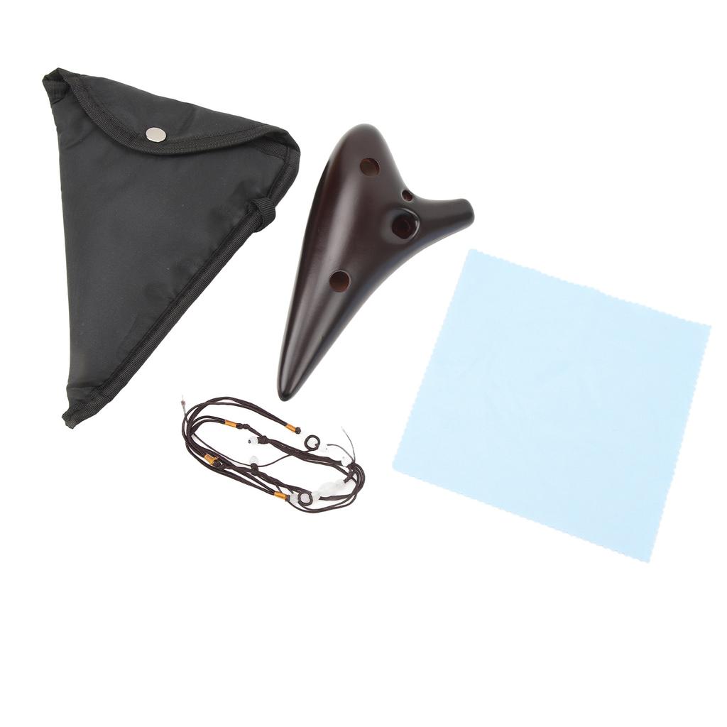 12 Hole Ocarina Ceramic Smouldering Alto C Tone Ocarina Flute Instrument with Neck Rope for Beginners