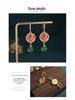 2022 Festive Chinese Cloisonné Fu Chalcedony Agate Earrings