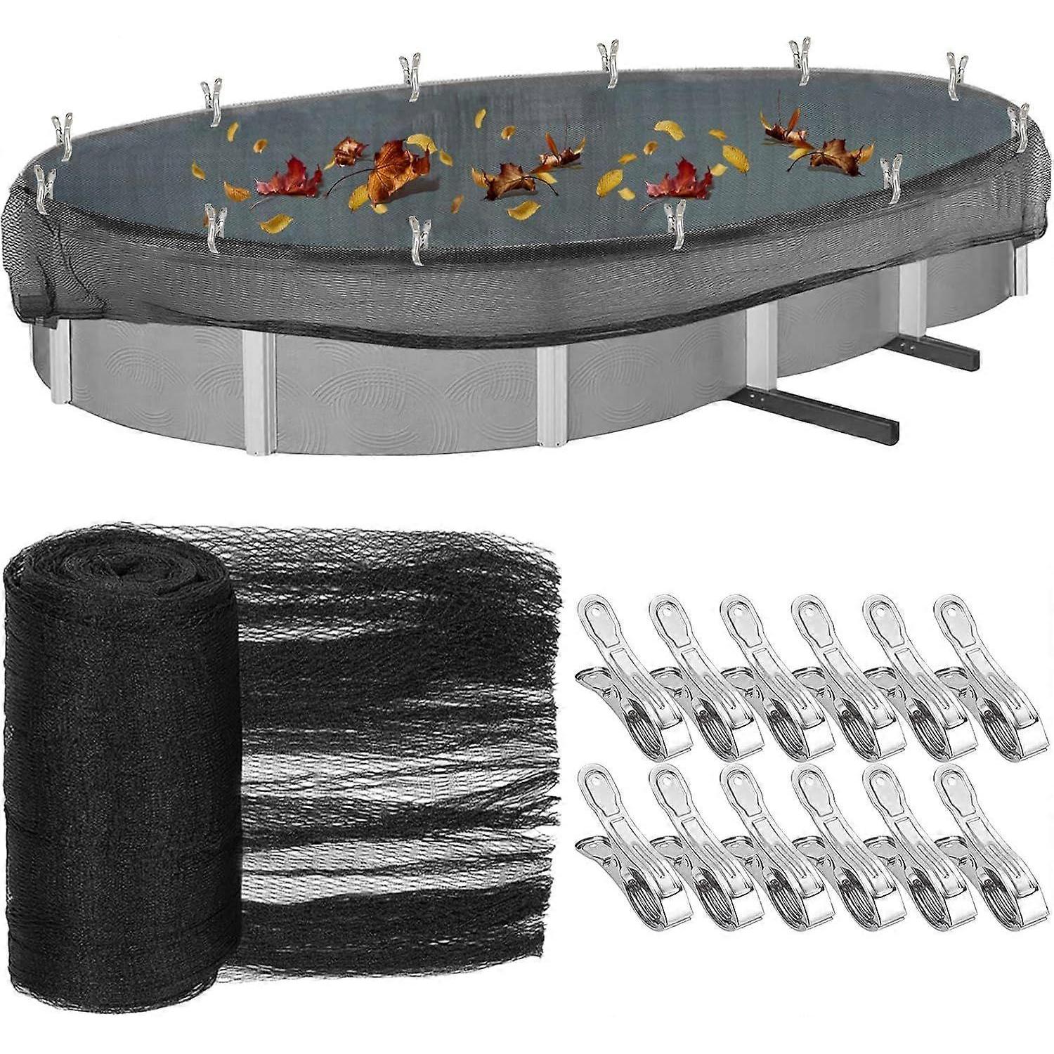 2025 Neuestes Modell 33 x 18 Fuß Ovaler Pool Laubnetz Abdeckung, Pool Winterabdeckung Netz Abdeck