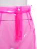 S-XXL Women Clear PVC High Waist Bodycon Mini Skirt with Side Pockets Transparent Cover Up for Swimsuit Beach Clubwear