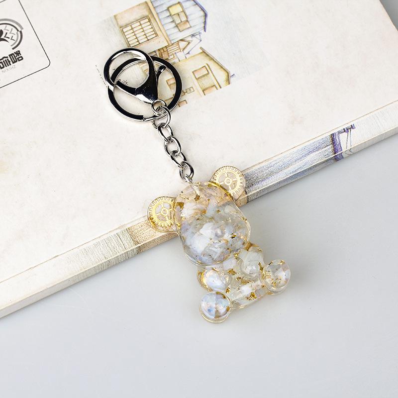 Crystal Resin Bear Keychain - Creative Hugging Bear Design for Car Keys