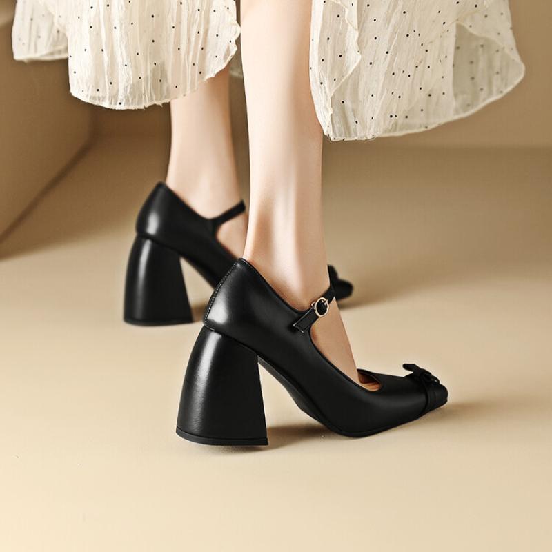 Women Shoes New Bow Design Mary Janes High Heels For Women Work Shoes Shoes For Women Chunky Heels