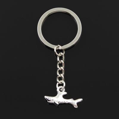 Fashion 30mm Key Ring Metal Key Chain Keychain Jewelry Antique   Plated Fish 24x12mm Pendant
