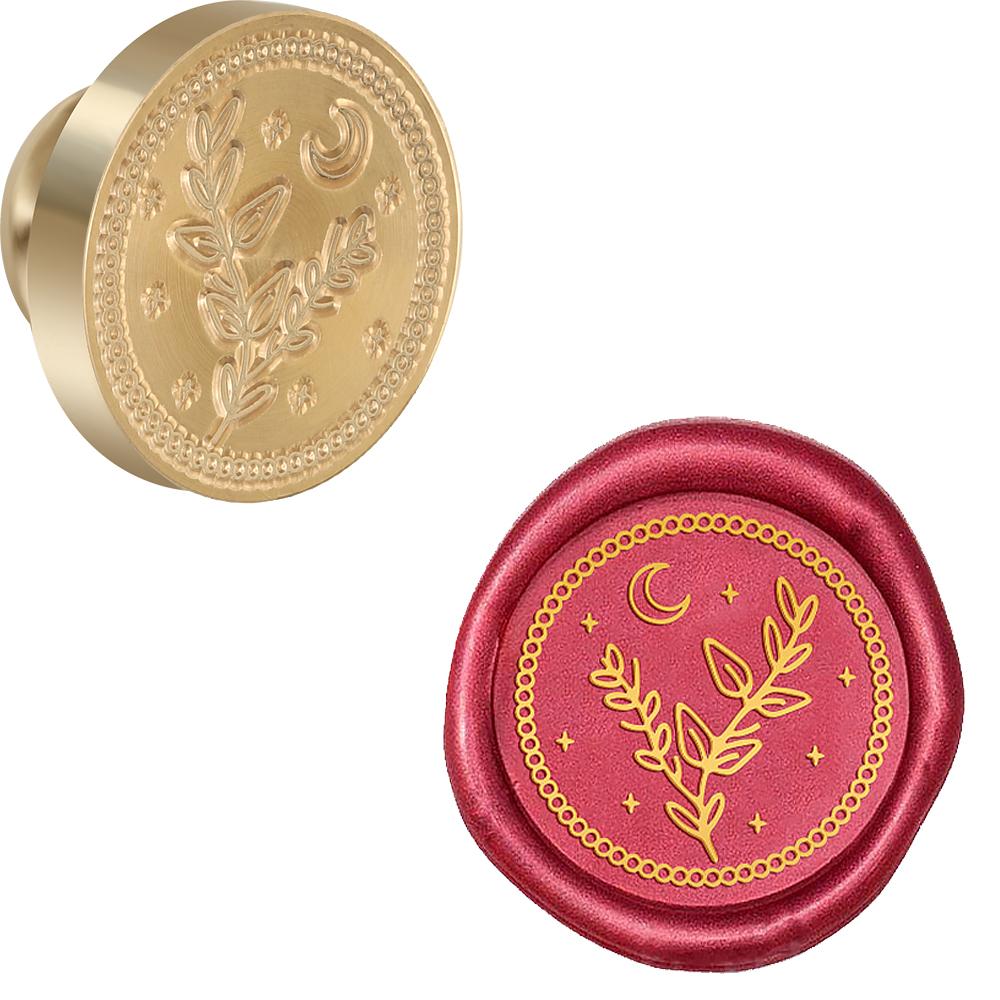 Moon and Animals Wax Seal Stamps Brass Head Moon Lanterns Pattern 0.98" Removable Round Wax Sealing Stamp Heads For Decorating
