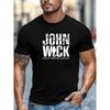 European Sizes Men's John Wick Movie Graphic T-Shirt - Iconic Action Print Short Sleeve Round Neck Casual Summer Tee Suitable for Fans