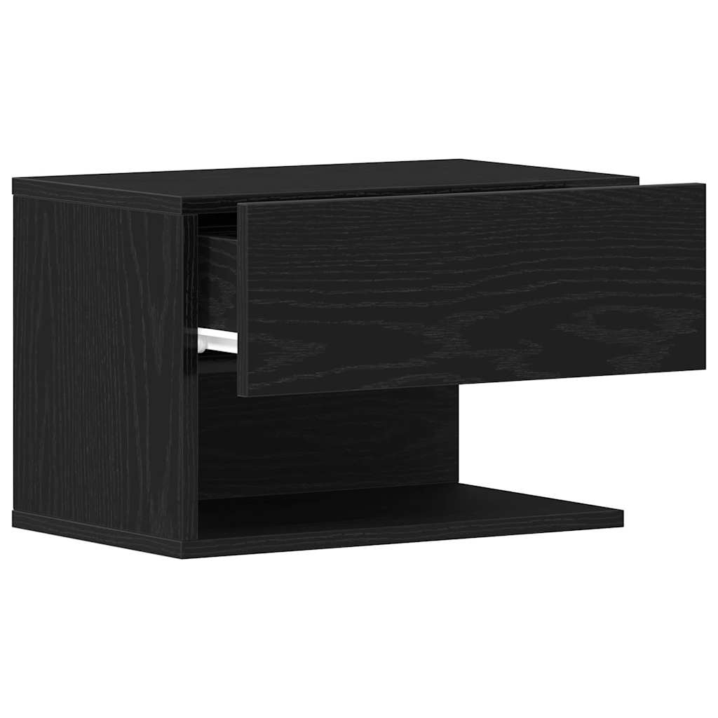 Nightstand Black Oak Look 46 x 30 x 30 cm Engineered Wood