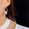 Korean Simple Big Pearl Ball Metal Hoop Earrings For Women Temperament C Shape Earrings Exaggerated Party Jewelry Gift