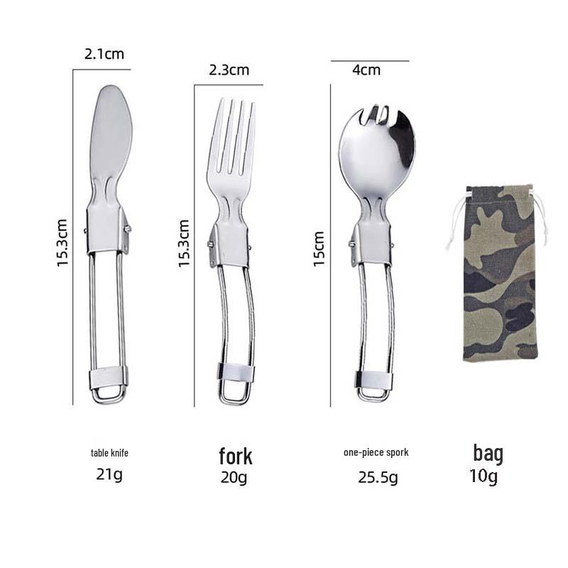 3-Piece 304 Stainless Steel Camping Cookware Set: Kettle, Frying Pan, Cooking Pot with Utensils