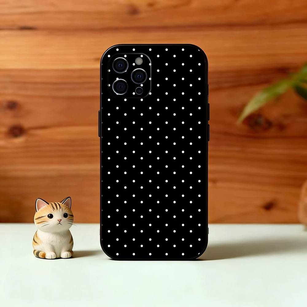 Klassische Polka Dot Handyhülle Für iPhone 17,16,15,14,13,12,11 Plus,Pro Max,XS,Weiche Silikon Schwarz Hülle