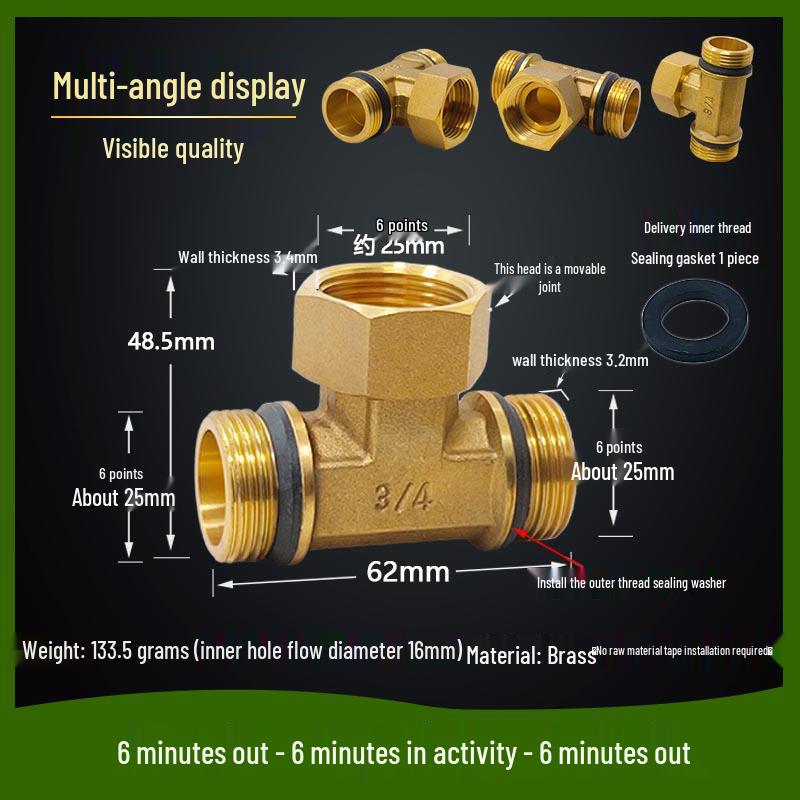Copper Union with Inner/Outer Threads, Double Inner Thread Water Heater Connector Tee/Elbow Nipple, 46mm & 1" Thread, Different Diameters.