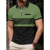Men's Fashionable Polo Shirt Comfortable Color Blocking Design Digital Printing Summer Outdoor Wear Europe Men's Clothing