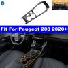 ABS Carbon Fiber Central Control Gear Shift Panel Water Cup Frame Decoration Accessories Cover Trim For Peugeot 208  - 2025