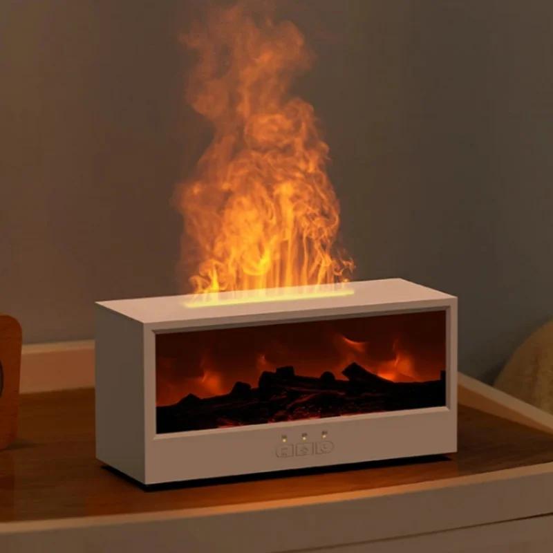 Bunter Flammen Kamin Aroma Diffusor Wasserlos Auto-Off Zuhause Schlafzimmer Luftbefeuchter Timer Fernbedienung für Kreatives Geschenk