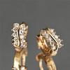 Cute Female Small White Round Zircon Stone Hoop Earrings For Women Vintage Gold Color Wedding Jewelry