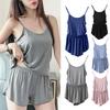 2 Pcs/Set Lounge Women Summer Pajamas Solid Color Sleeveless Camisole Shorts Lady Pajamas for Women Sleepwear Set Home Suit Set