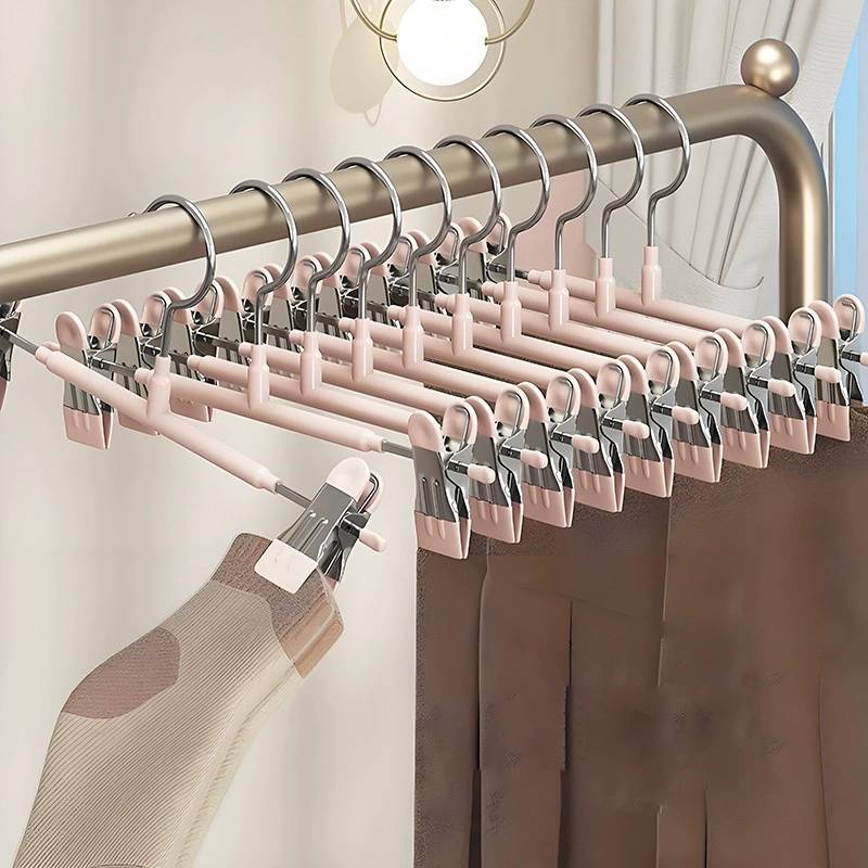 Standard Wardrobe Pants Hanger With Non Slip Stainless Steel Clips For Home Storage And Organization