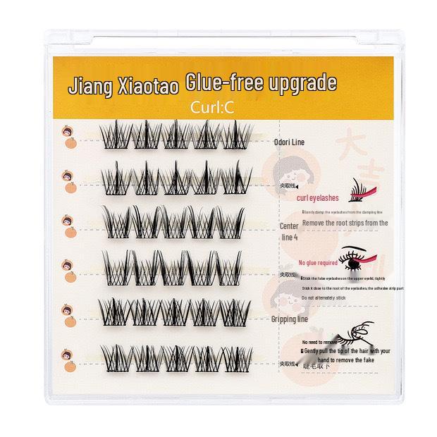 ACE Klebefreie Selbstklebende Cartoon-Büschelfalsche Wimpern - Natürlich, Faules Tragen