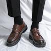 Platform Casual Leather Shoes Men's Business Personality Round Head Leather Shoes Men's Travel 2025 Shoes Men's Business Lace-up Youth