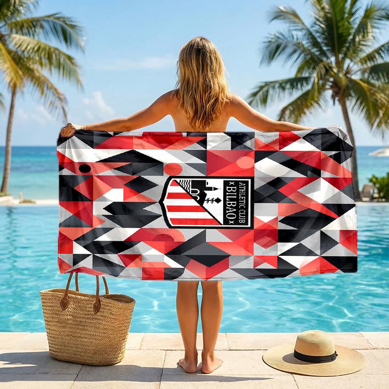 Athletic Bilbao Fußball Strandtuch Weiches Mikrofaser Sommerhandtuch Schnelltrocknend Saugfähiges Handtuch für Strand Schwimmbad Reisen