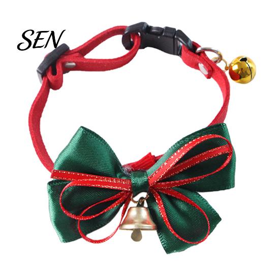 Christmas Pet Accessories Bow Collar, Adjustable Cat Collar with And Bell, Safety Buckle Plaid Print for Cats, Small Dogs, Holiday Wear Bell