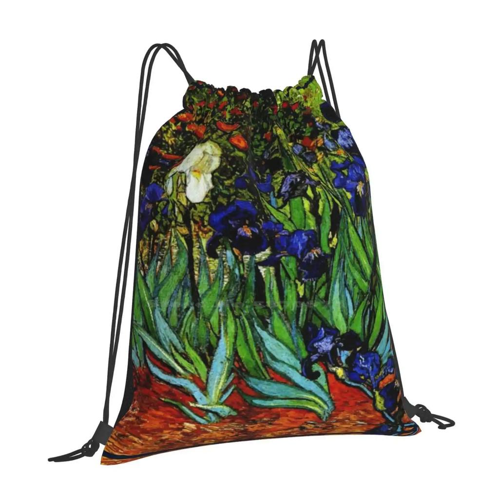 " Irises " By Vincent Van Gogh-Vincent Van Gogh Inspired Bag Backpack For Men Women Girls Teenage Irises By Vincent Van Gogh