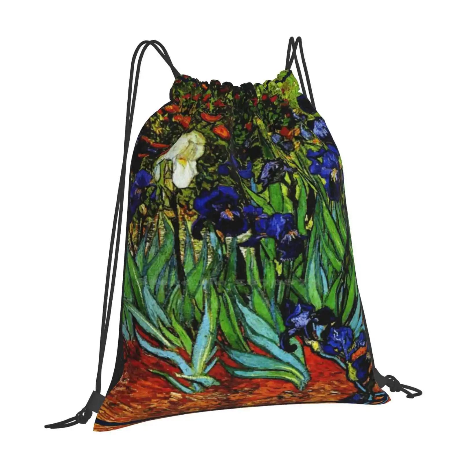 Irises By Vincent Van Gogh-Vincent Van Gogh Inspired Bag Backpack For Men Women Girls Teenage Irises By Vincent Van Gogh OneSize
