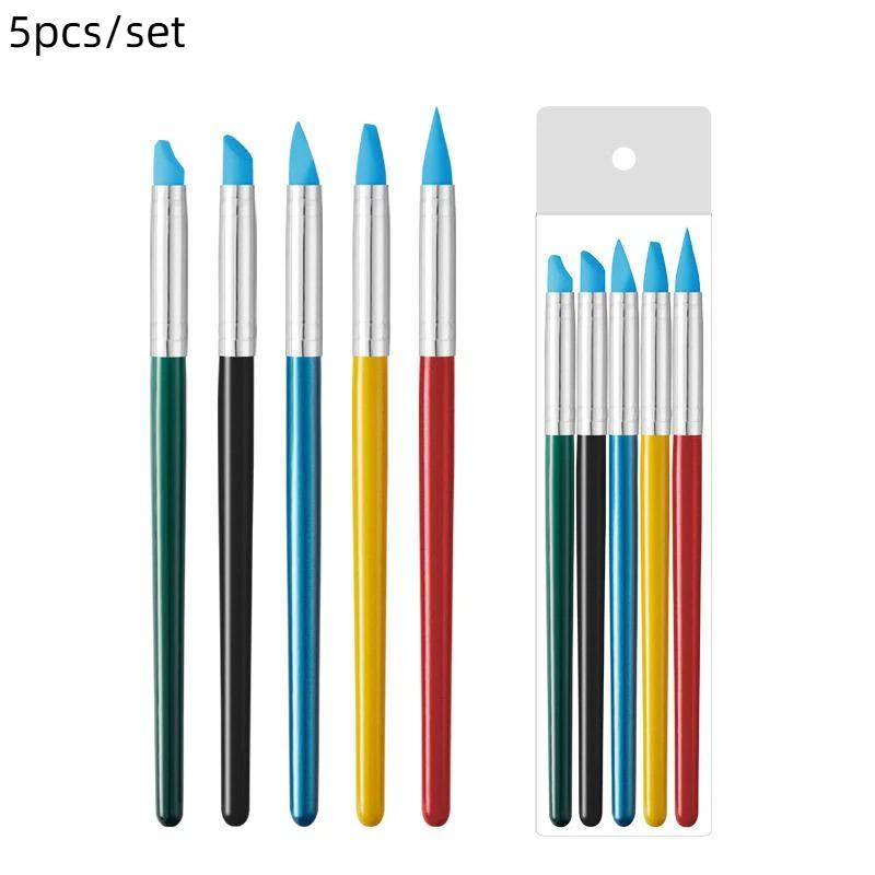 5/10Pcs Silicone Clay Sculpting Tool For Brush Modeling Dotting Nail Art Pottery Clay Tools Diy Carving Sculpting Tools