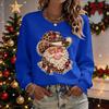 Damen Casual Rundhals Langarm Pullover Oberteil mit Weihnachtsdruck für Feiertage und den Alltag