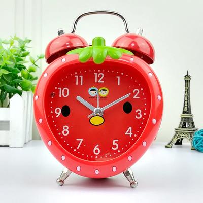 Reloj despertador pequeño creativo de fresa roja para niños, despertador para estudiantes perezosos, simple, lindo, silencioso, para niño y niña, hora