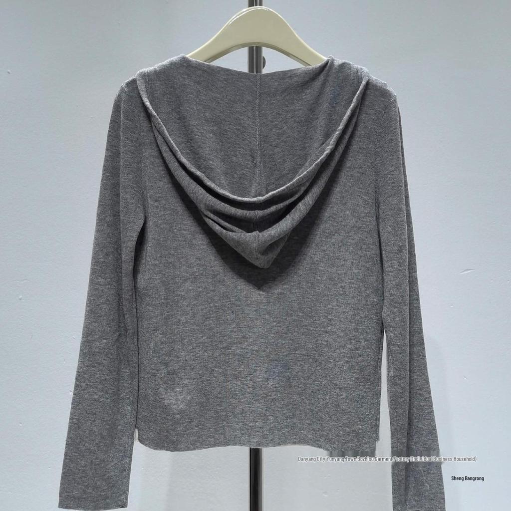 Poetry*Li Women's Hooded Two-Piece Look Long Sleeve Knitted Sweater, Autumn 2025 Collection.