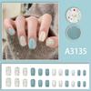 24 buc Unghii False Pătrate Scurte Colorate Albastru Dopamină cu Buline W Adeziv Gel Detașabile Acoperire Completă Artificiale Press On