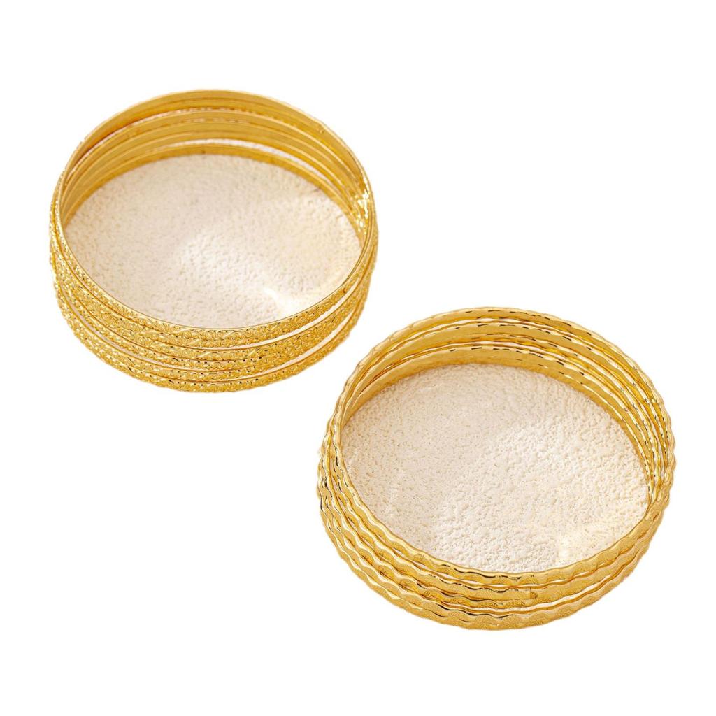 Classic Bohemian Embossed Plain Band Bangle Set for Women