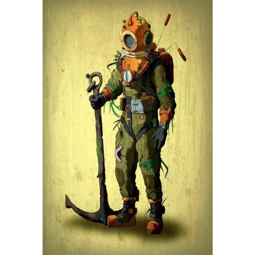 Vintage Tin Sign Diver Submarine Nautical Metal Poster Wall Art Decor For Home Bar Office