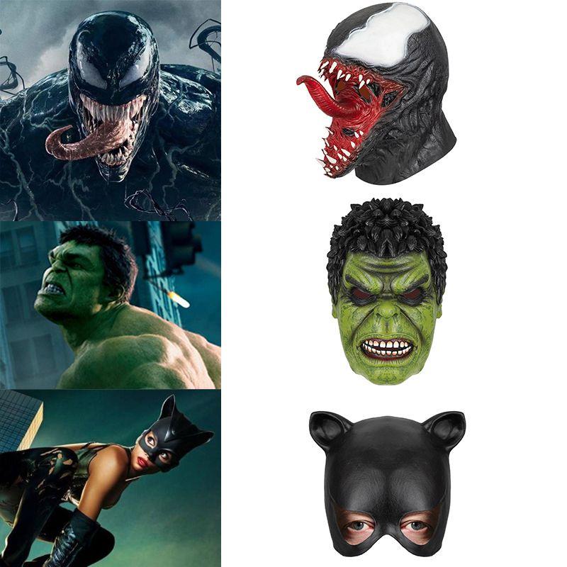 Avengers-Charakter-Cosplay-Masken aus Latex, Halloween-Requisiten für Venom, Hulk und Catwoman