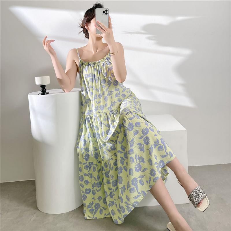 New Cotton and Silk Solid Color Suspender Nightdress Women's Spring and Summer Sexy High-end Suspender Skirt Cotton and Silk Can Be Worn Outside Dress