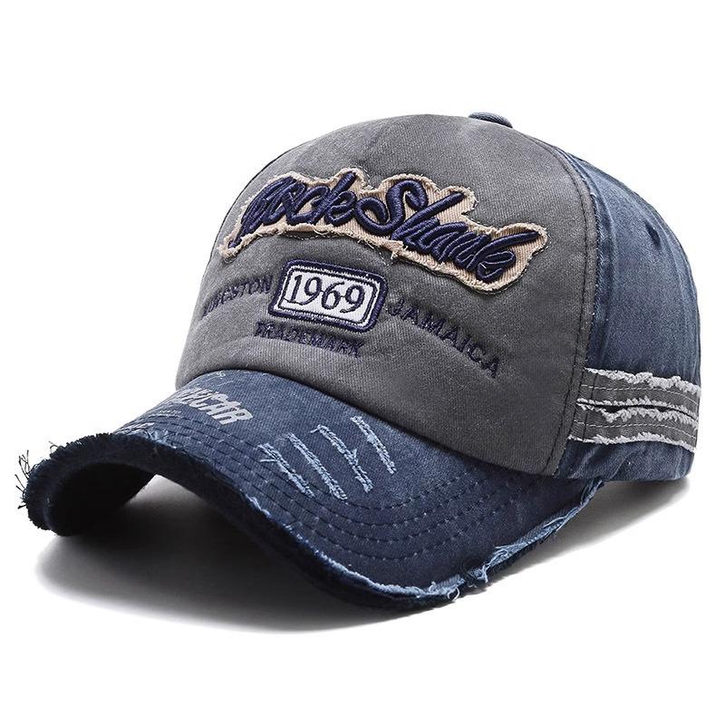 Hat Men and Women Spring and Summer Torn Edge Cowboy Hat Washing Old Baseball Hat Outdoor Sunshade Fishing Hat Trend