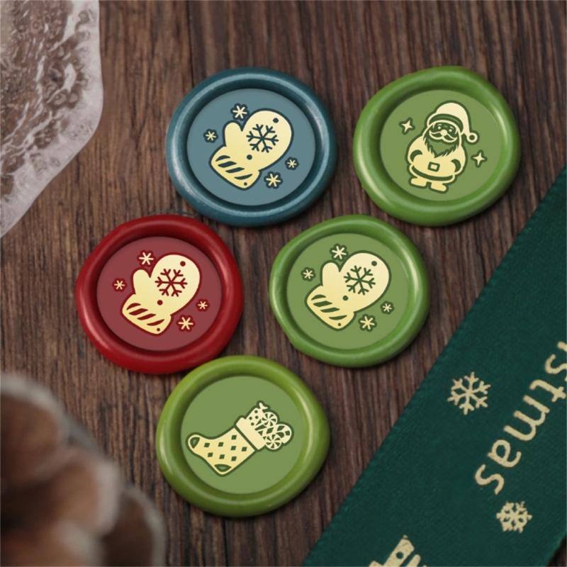 5 Pz Testa Timbro Sigillo a Tema Natalizio Testa Timbro Scrapbooking per Sigillo Busta Biglietto di Natale Inviti Abbellimento
