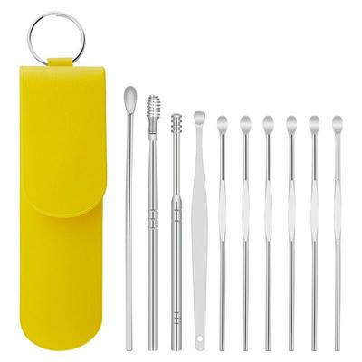 10Pcs/set Ear Care Equipment Earwax Remover Earpick Wax Removal Tool Stainless Steel Ear Cleaner