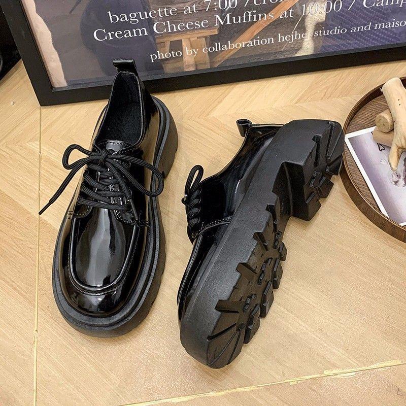 Retro British style student versatile lace-up platform heightening single shoes with skirt small leather shoes women's 2025 autumn new models