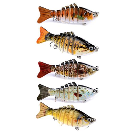 3/5Pcs Fishing Lures 3D Swimming Bait with Treble Hooks Realistic Looking Bright Colors Compact Portable Hard Bait Artificial Lure