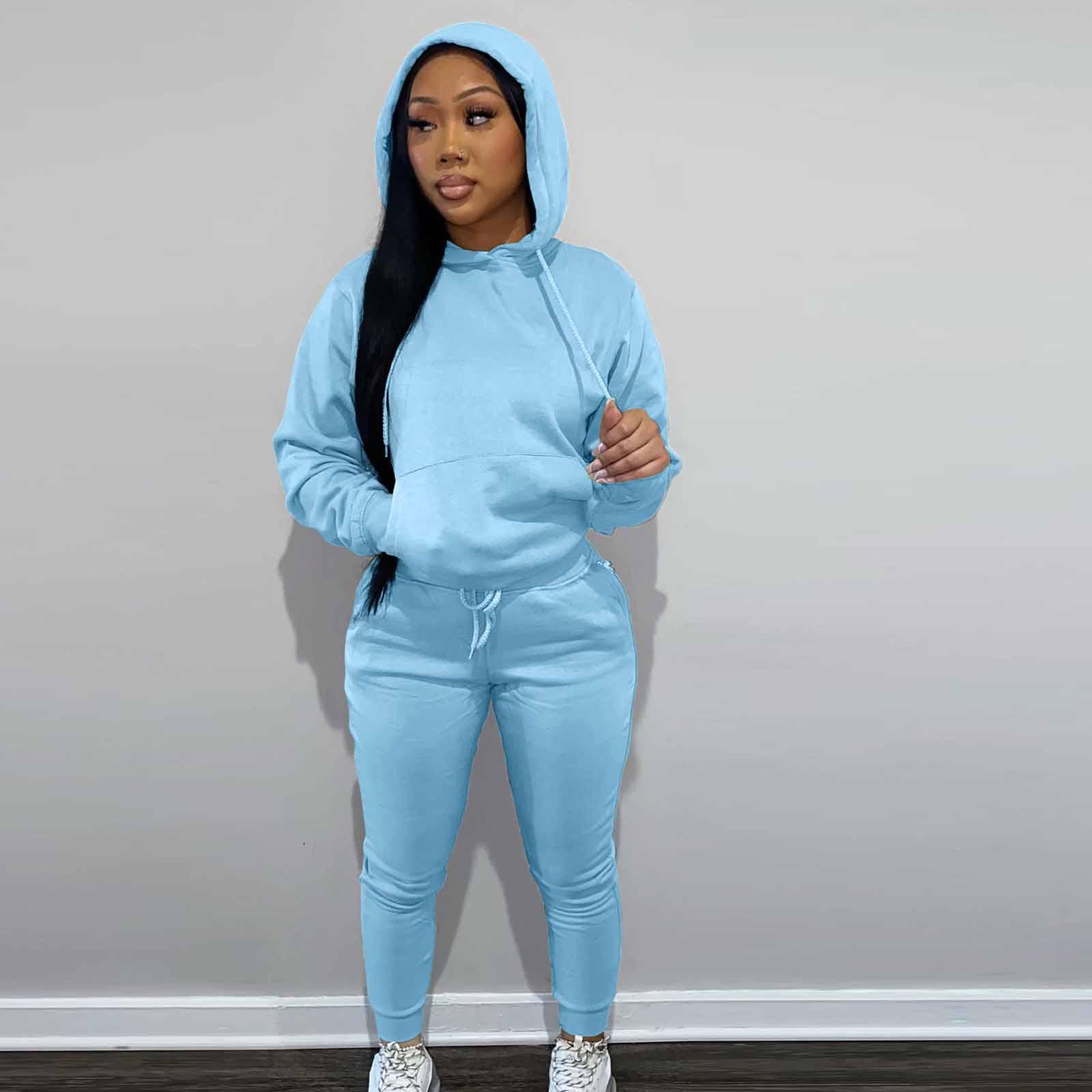 Женский и зимний утепленный худи с капюшоном, повседневный спортивный костюм-двойка M