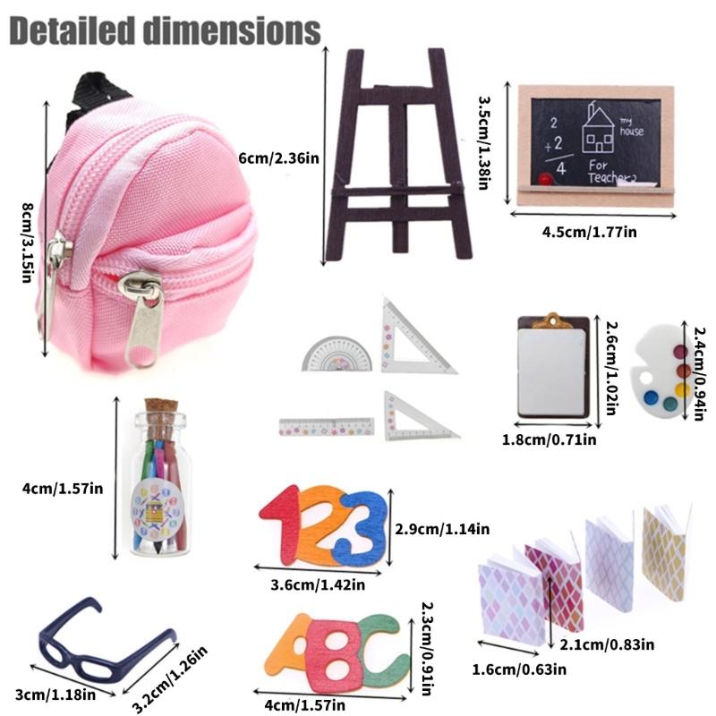 1:12 Toy Figure Model Realistic School Supplies Set Dollhouses Pretend Girls Gift Decorations Pretend Playset