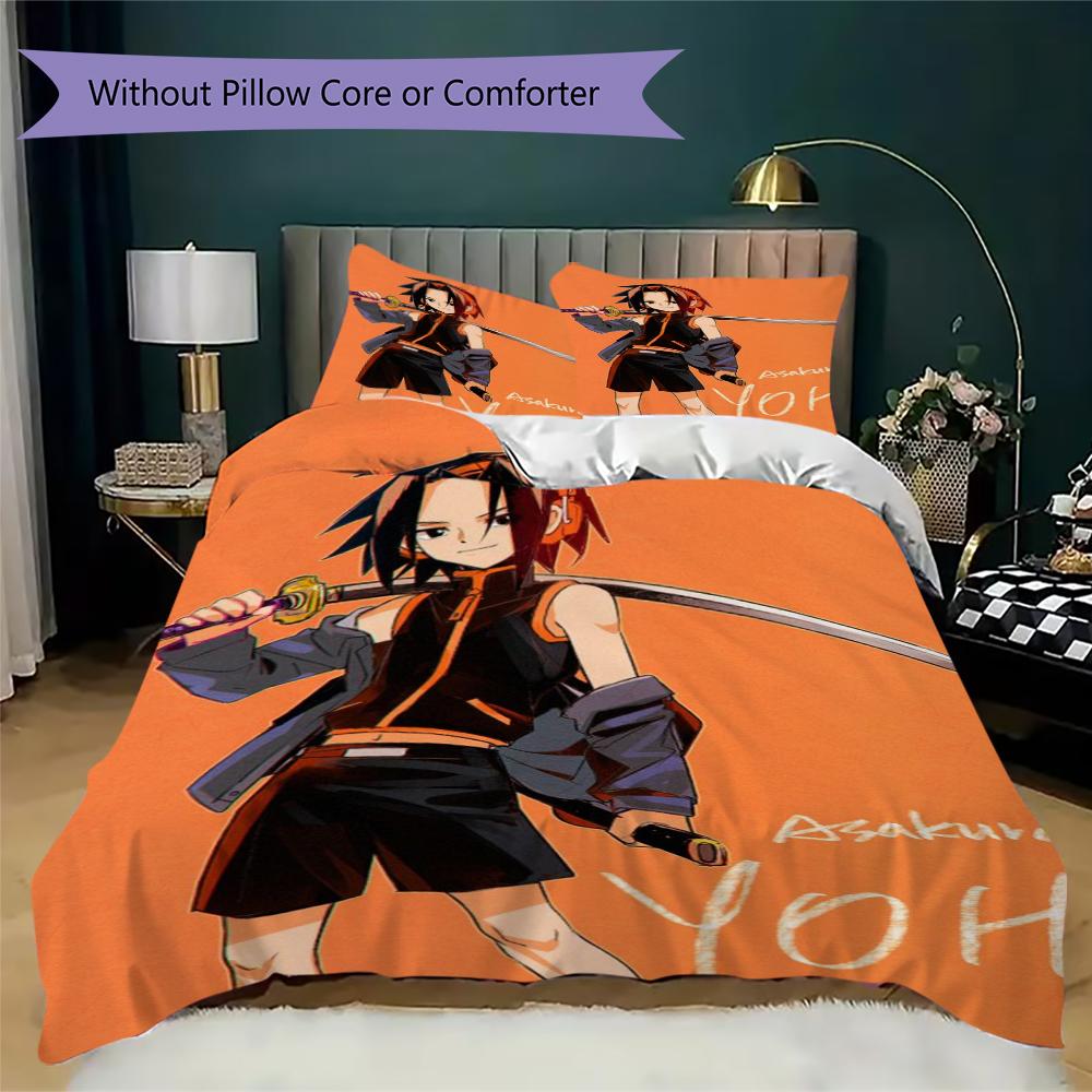 Shaman King Anime Pattern Bedding Uilt Set Uilt Cover Pillowcase Home Decoration Birthday Gift (1 * Duvet Cover + 2 * Pillowcase Without Core)154