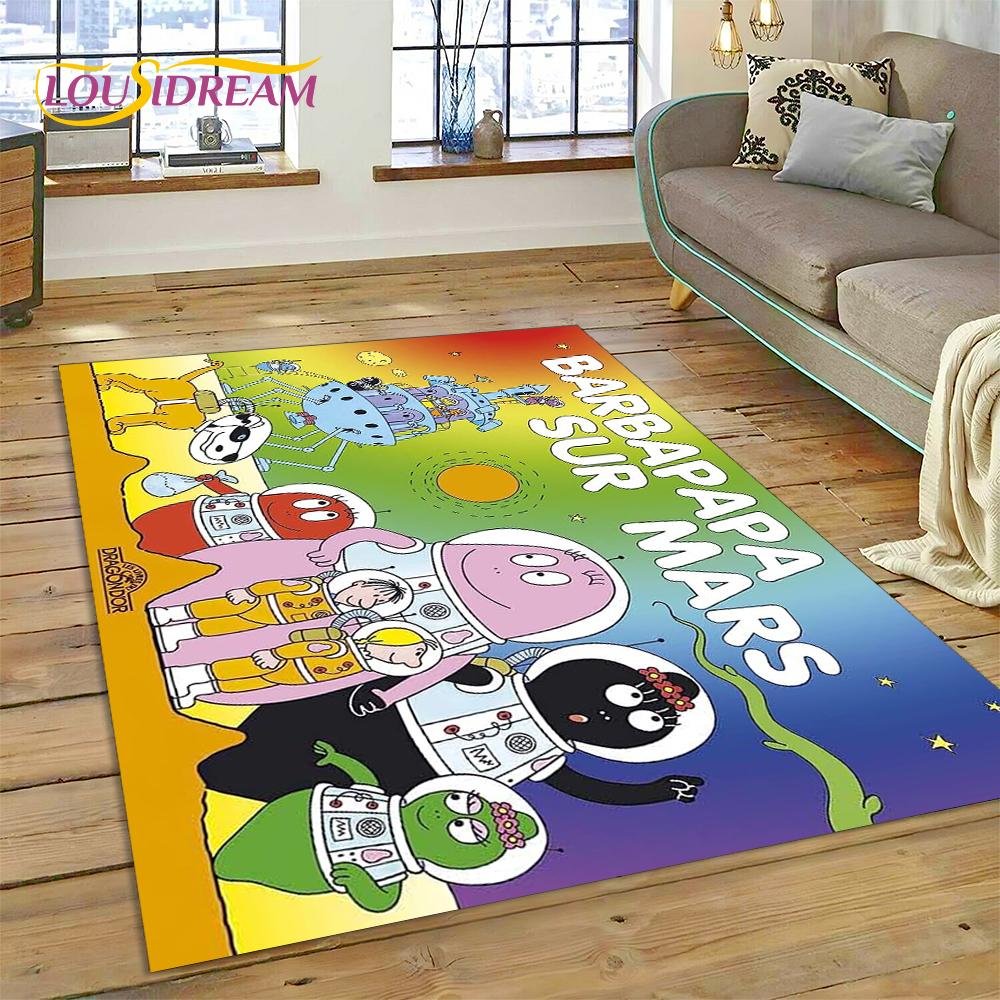 Tappeto Cartoon 3D Famiglia Barbapapa per Camera da Letto Soggiorno Casa Decorazione Divano, Gioco Bambini Grande Tappetino Decorativo Regalo
