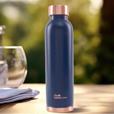 Měděná láhev na vodu | Měděná láhev na vodu 950 ml | S antioxidačními vlastnostmi | Poskytuje zdravotní přínosy | Čistá Tamba | Modrá