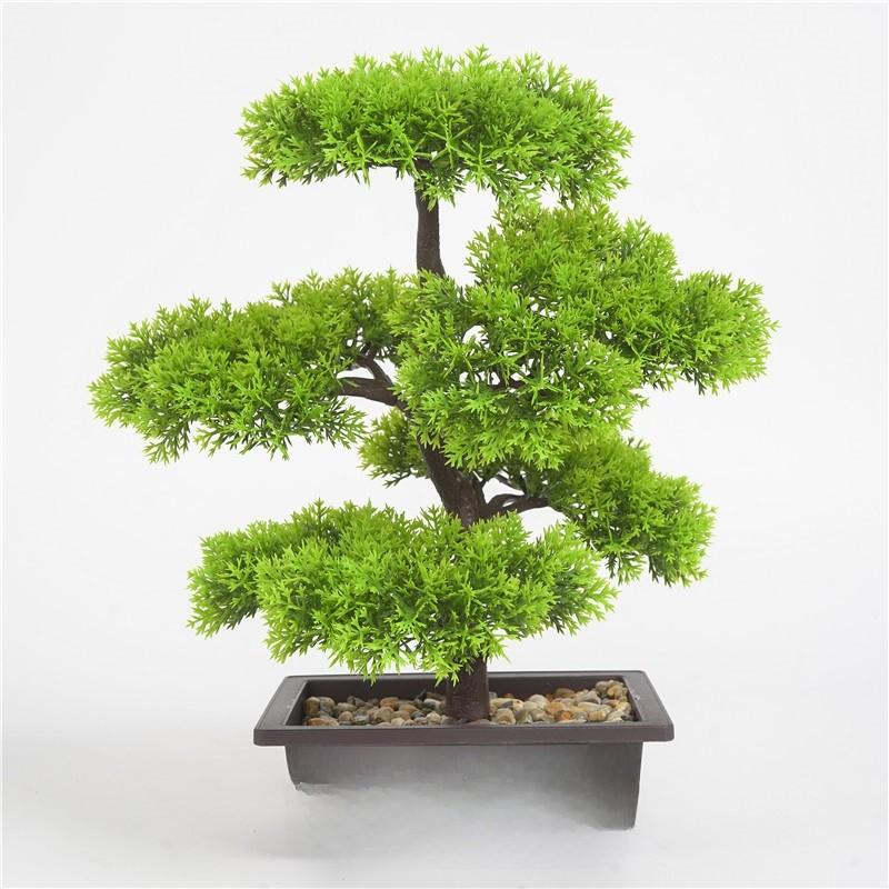 Artificial Pine Bonsai Tree With Pot For Office Decor And Indoor Greenery