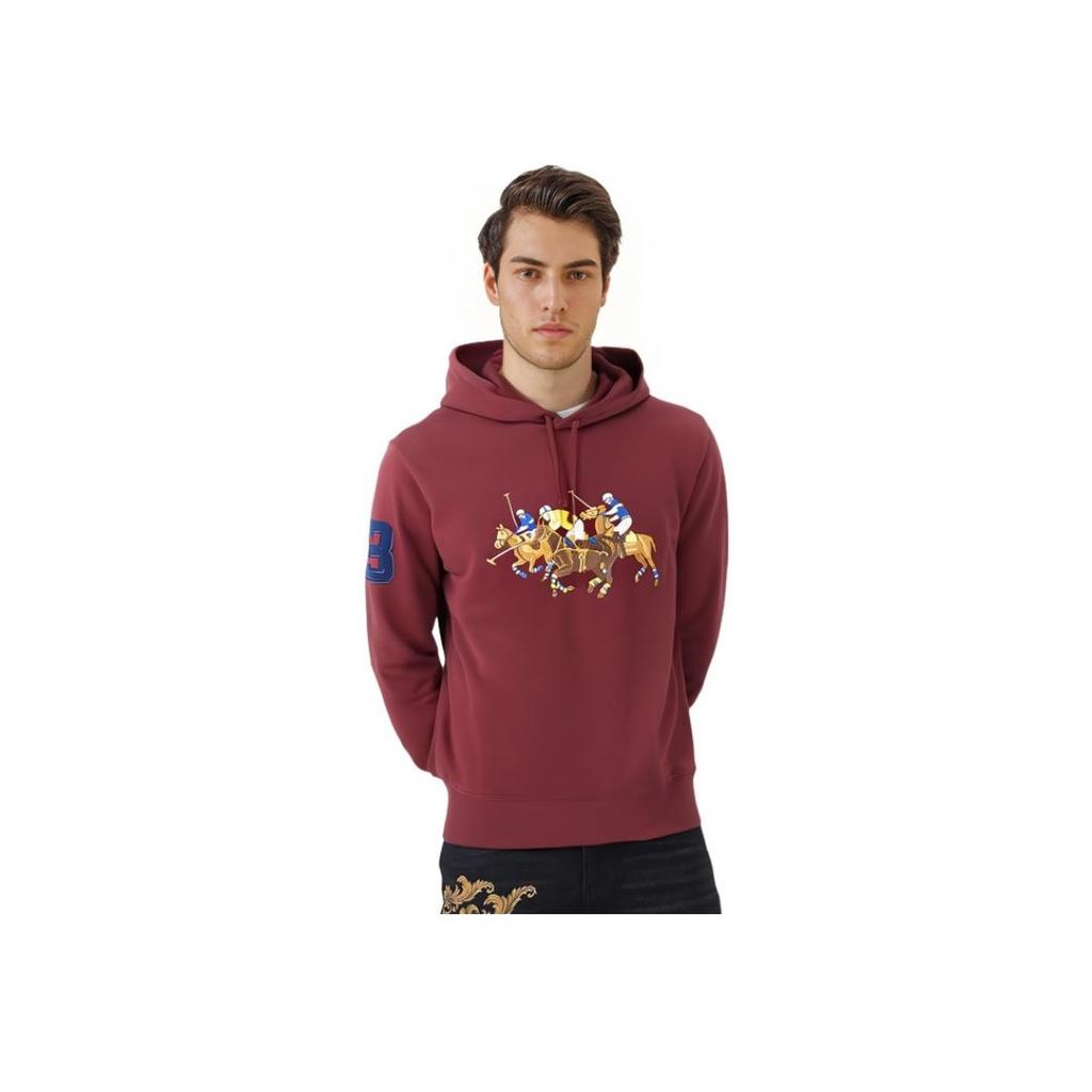 Polo Ralph Lauren Ss22 Logo Print Embroidered Hooded Long Sleeve Sweatshirt Men Sweatshirt Burgundy 710823853-004