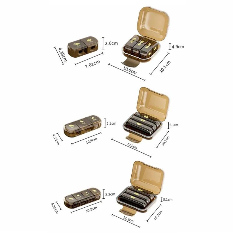 Heti gyógyszeradagoló 4-szer naponta gyógyszeres doboz hordozható utazó gyógyszertartó halolajok vitamin gyógyszeres doboz tartó pastillero